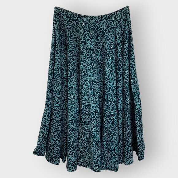 Monica Paris Full Circle Swing Skirt | Corduroy Sequin | Hippie Boho Retro Artsy - Picture 1 of 12